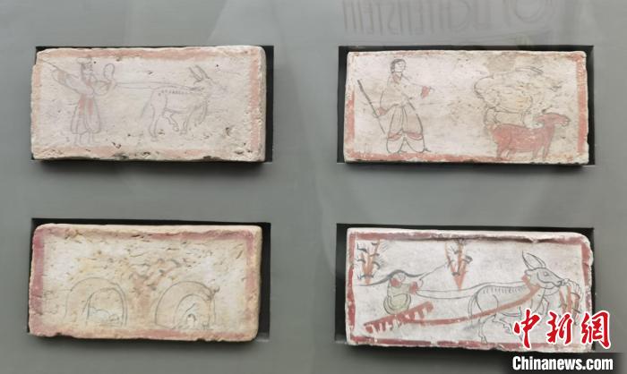 圖為嘉峪關(guān)長城博物館館藏文物魏晉墓彩繪畫像磚中豐富多彩的古代農(nóng)牧業(yè)生產(chǎn)活動。(資料圖) 丁思 攝