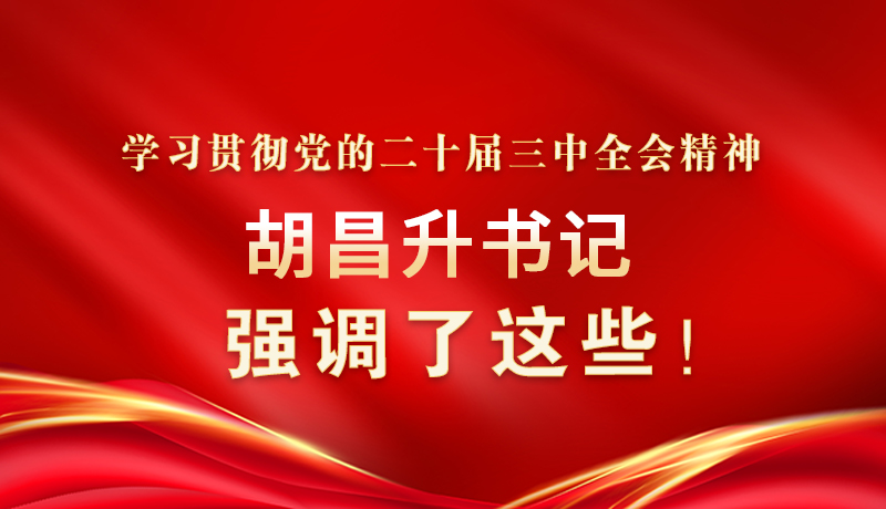圖解|學(xué)習(xí)貫徹黨的二十屆三中全會精神 胡昌升書記強(qiáng)調(diào)了這些！